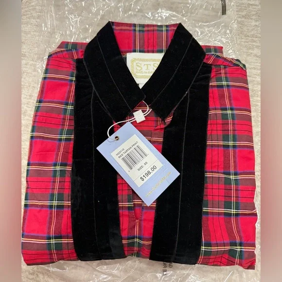 Sail to Sable STS Red Tartan Plaid Velvet Trim Dress XS NWT - Picture 9 of 14
